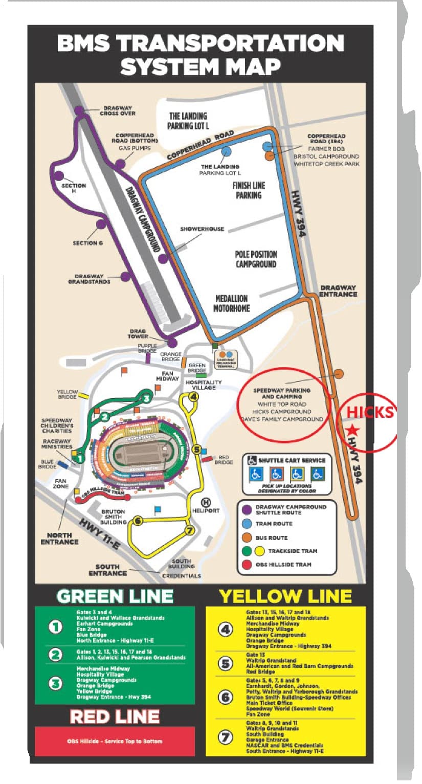 BMS Shuttle Bus Stop Map - Hicks White Top Campground